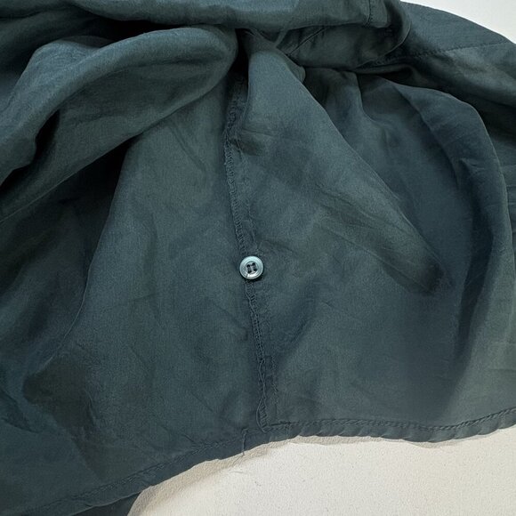 100% SILK Shirt Men Size M Green City Streets Button Down Short Sleeve 9-17 - Picture 13 of 13